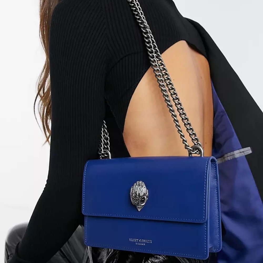 KURT GEIGER Shoreditch Small Blue Leather Bag